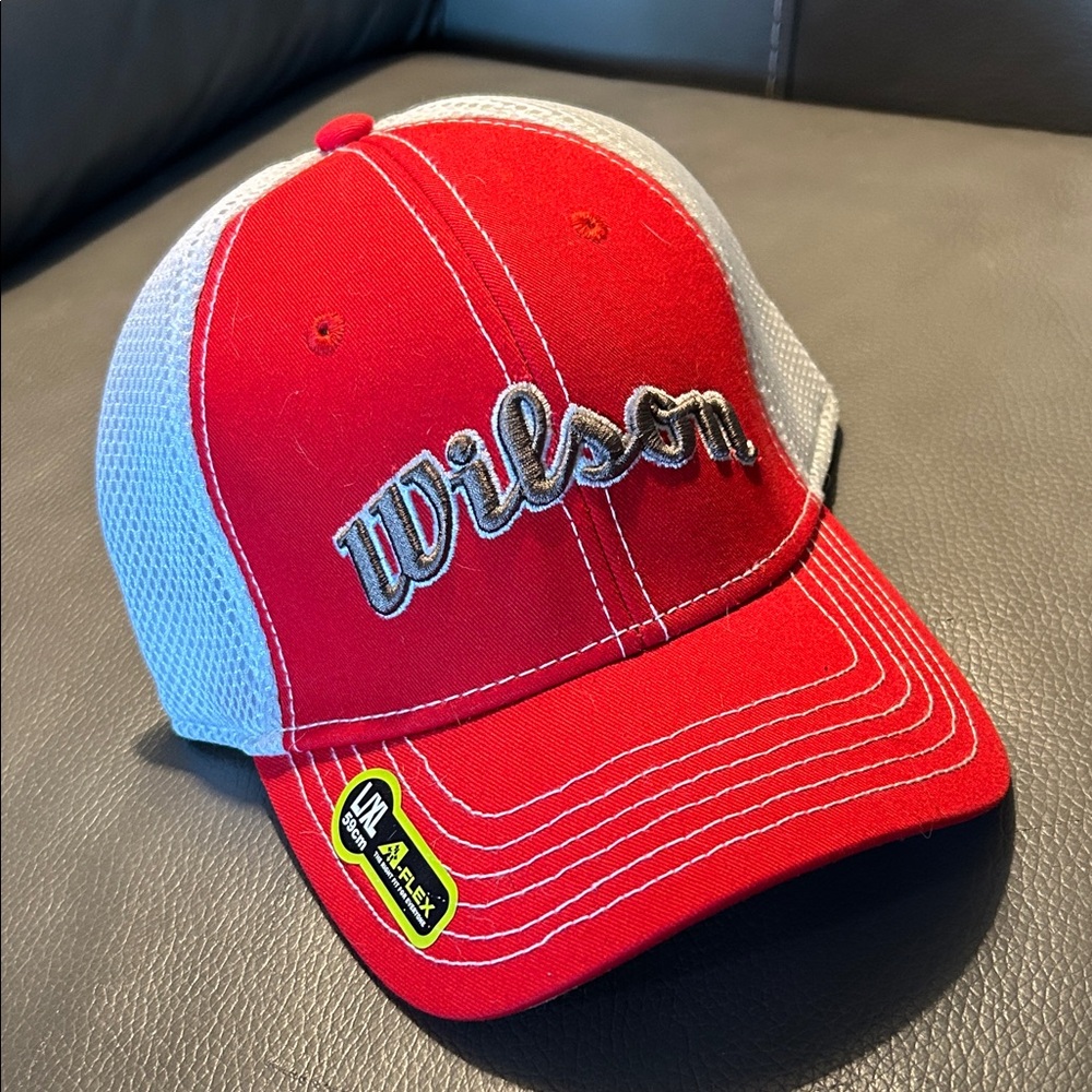 Wilson Red and White Fitted Mesh Cap, Tag On but GUC